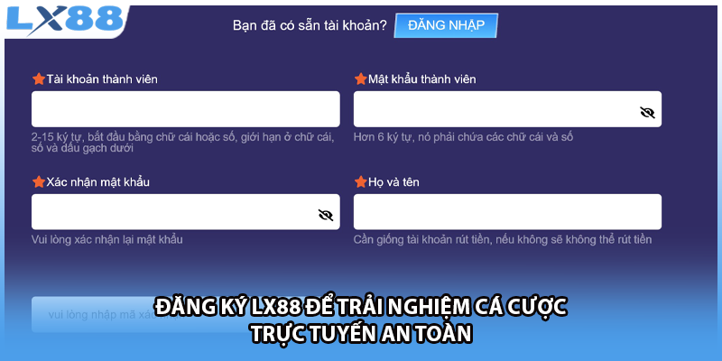 Đăng ký LX88 để trải nghiệm cá cược trực tuyến an toàn