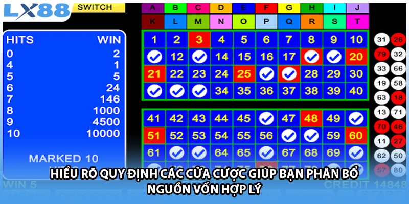 Hiểu rõ quy định các cửa cược giúp bạn phân bổ nguồn vốn hợp lý