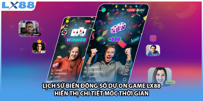 Lịch sử biến động số dư ON Game LX88 hiển thị chi tiết mốc thời gian
